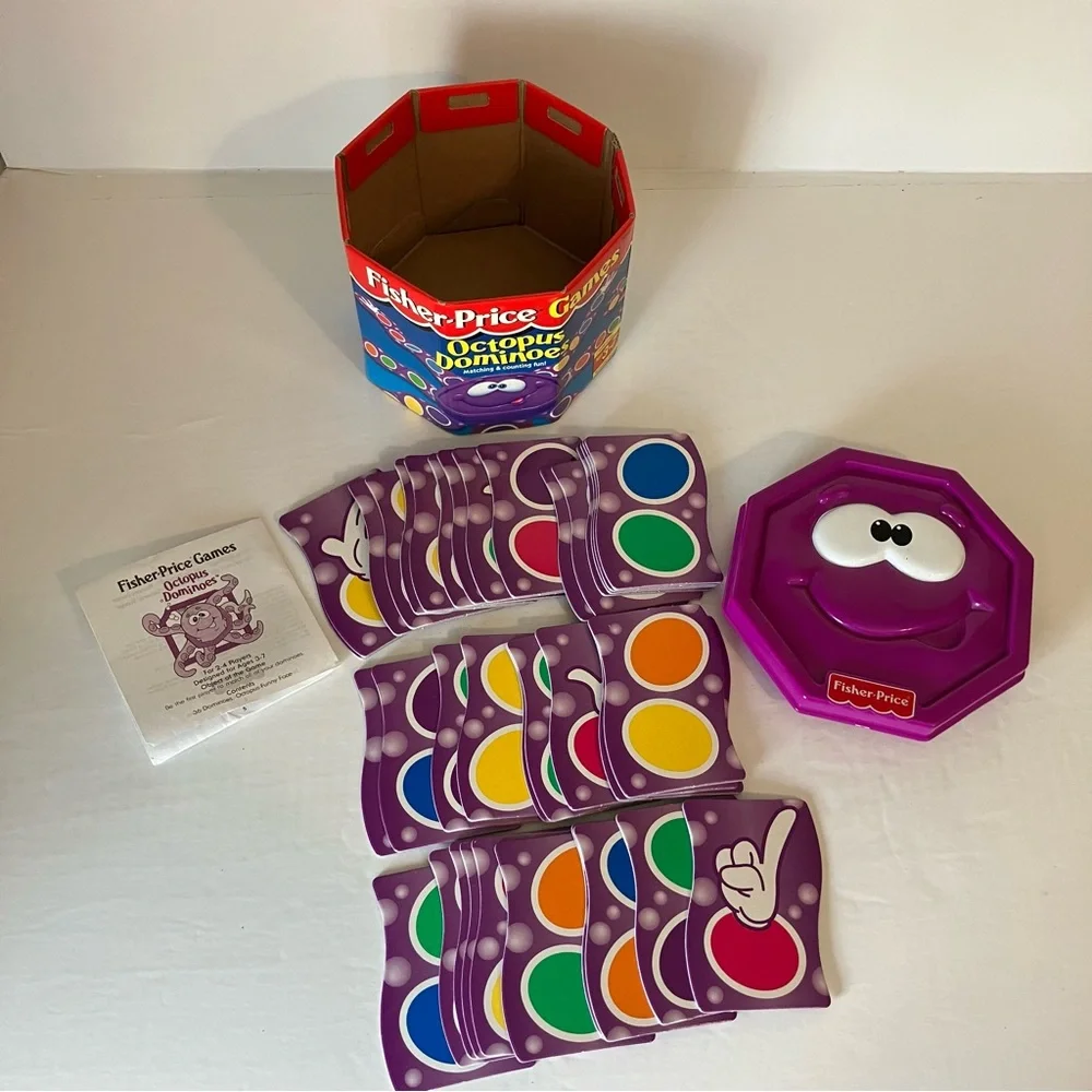 VTG 1996 Fisher Price Games Octopus Dominoes Matching and Counting Fun‎ Complete